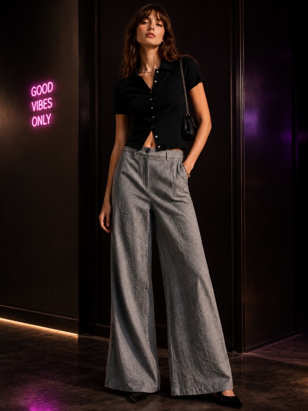 PierAntonioGaspari gray  Wide Leg Pants Coated Jeans IT 42 US 6 NWT
